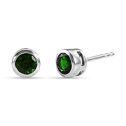 D'Joy - Natural Chrome Diopside Stud Earring with Push Post in Platinum Overlay Sterling Silver
