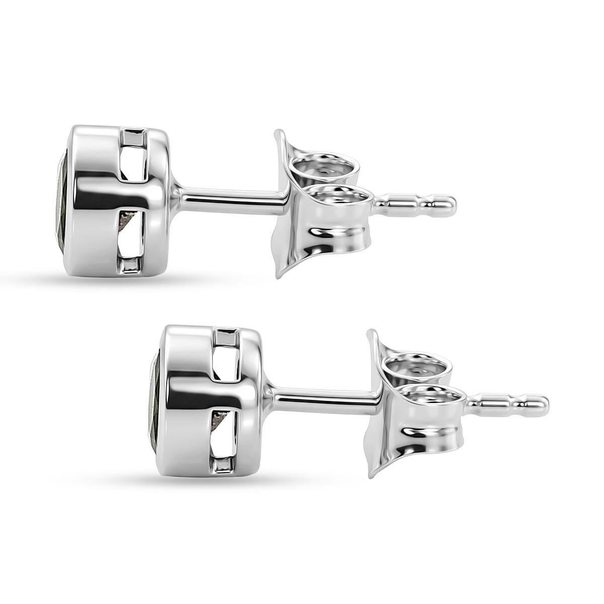D'Joy - Natural Chrome Diopside Stud Earring with Push Post in Platinum Overlay Sterling Silver