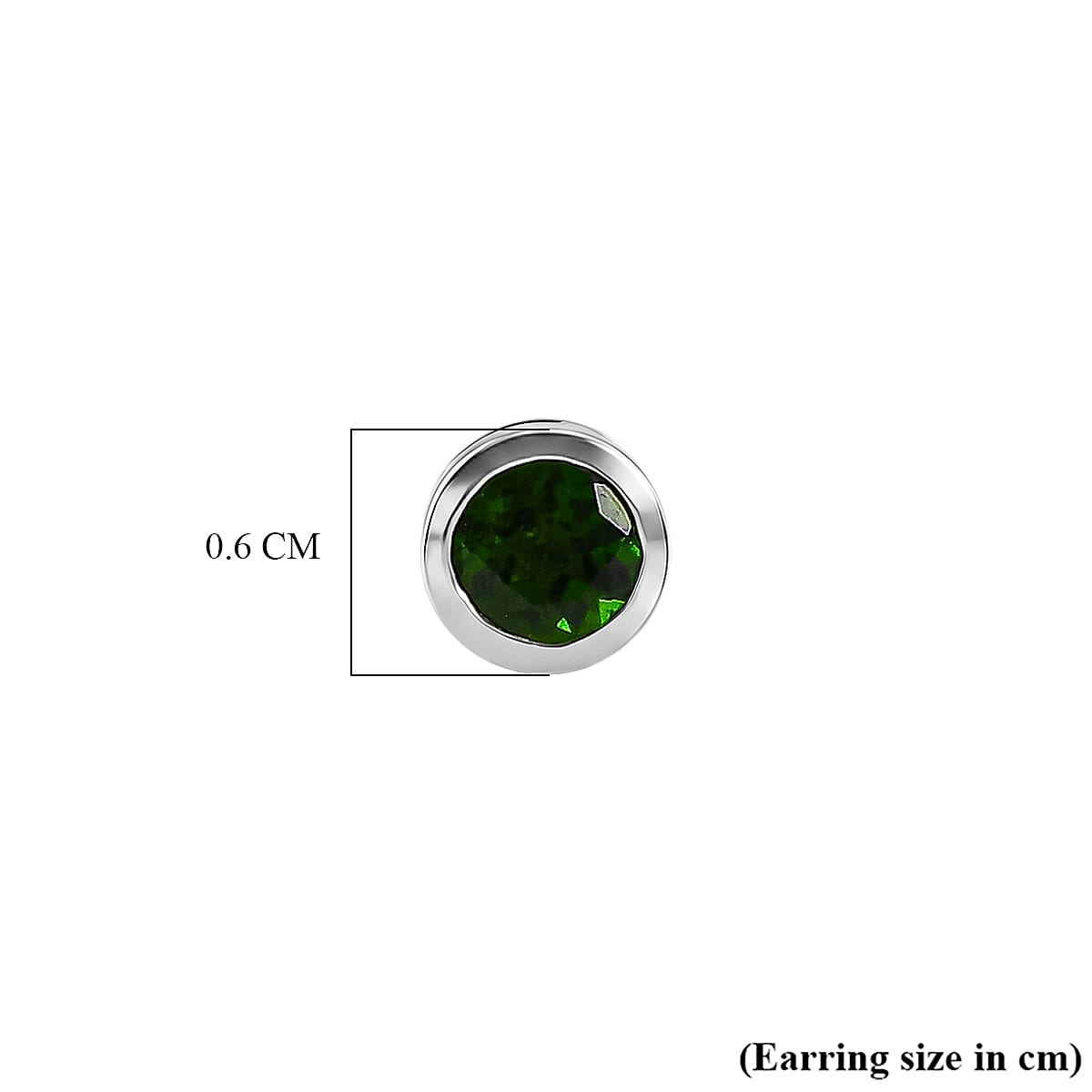 D'Joy - Natural Chrome Diopside Stud Earring with Push Post in Platinum Overlay Sterling Silver