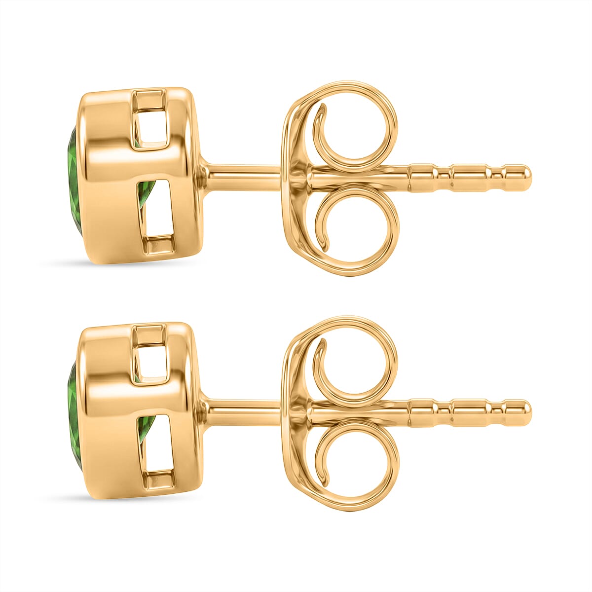 D'Joy - Natural Chrome Diopside Stud Earring with Push Back in Yellow Gold Plated Sterling Silver