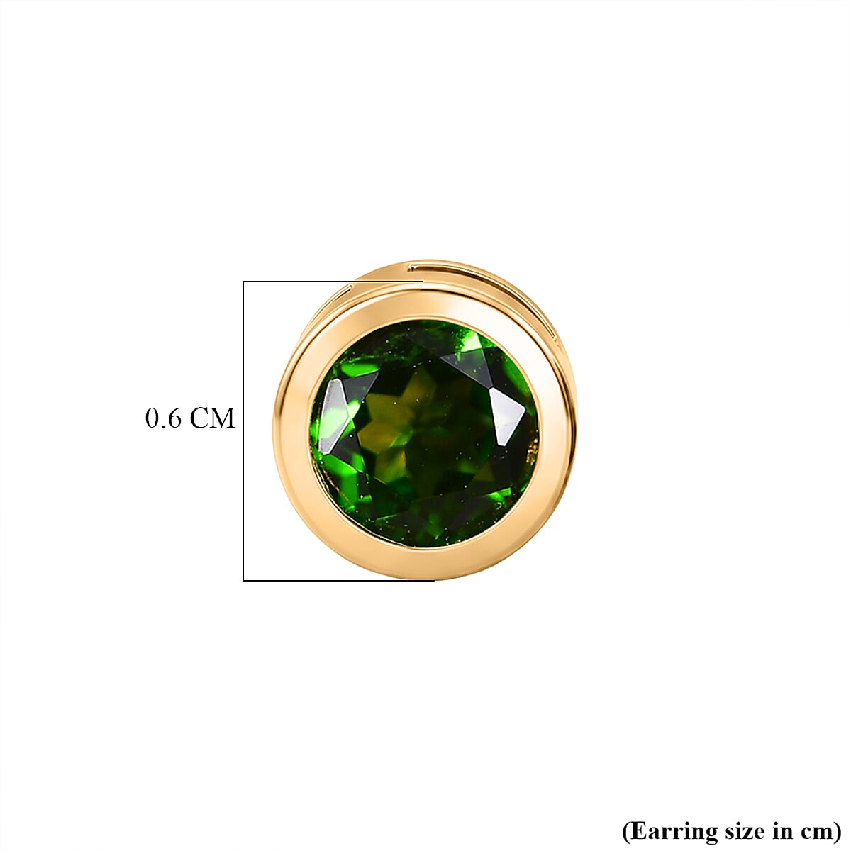 D'Joy - Natural Chrome Diopside Stud Earring with Push Back in Yellow Gold Plated Sterling Silver