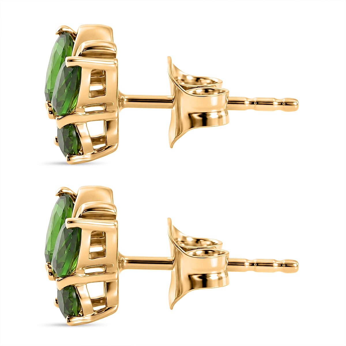 D'Joy - Natural Chrome Diopside Butterfly Earring with Push Post in Yellow Gold Plated Sterling Silver 1.00 Ct.