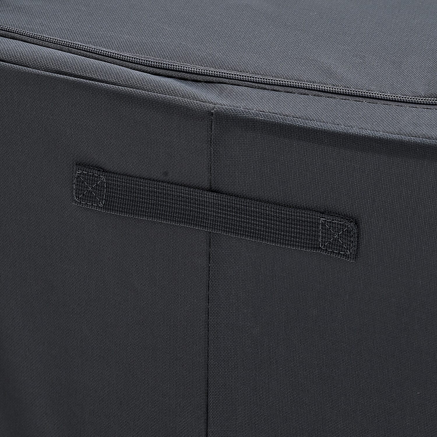 Foldable Steel Frame Clothes Organizer with Clear Window & Dual Zippers (60x42x39cm) - Dark Grey