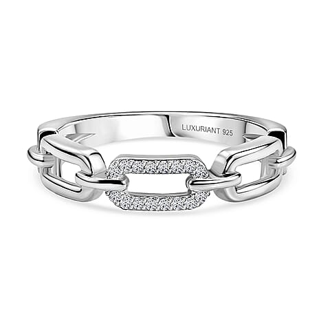 Luxuriant - Lab Grown Diamond (SI-G-H) Interlinked Ring in Rhodium Overlay Sterling Silver