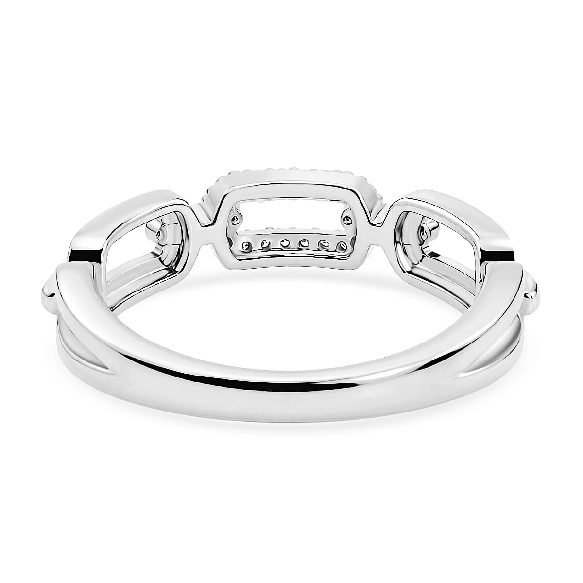 Luxuriant - Lab Grown Diamond (SI-G-H) Interlinked Ring in Rhodium Overlay Sterling Silver