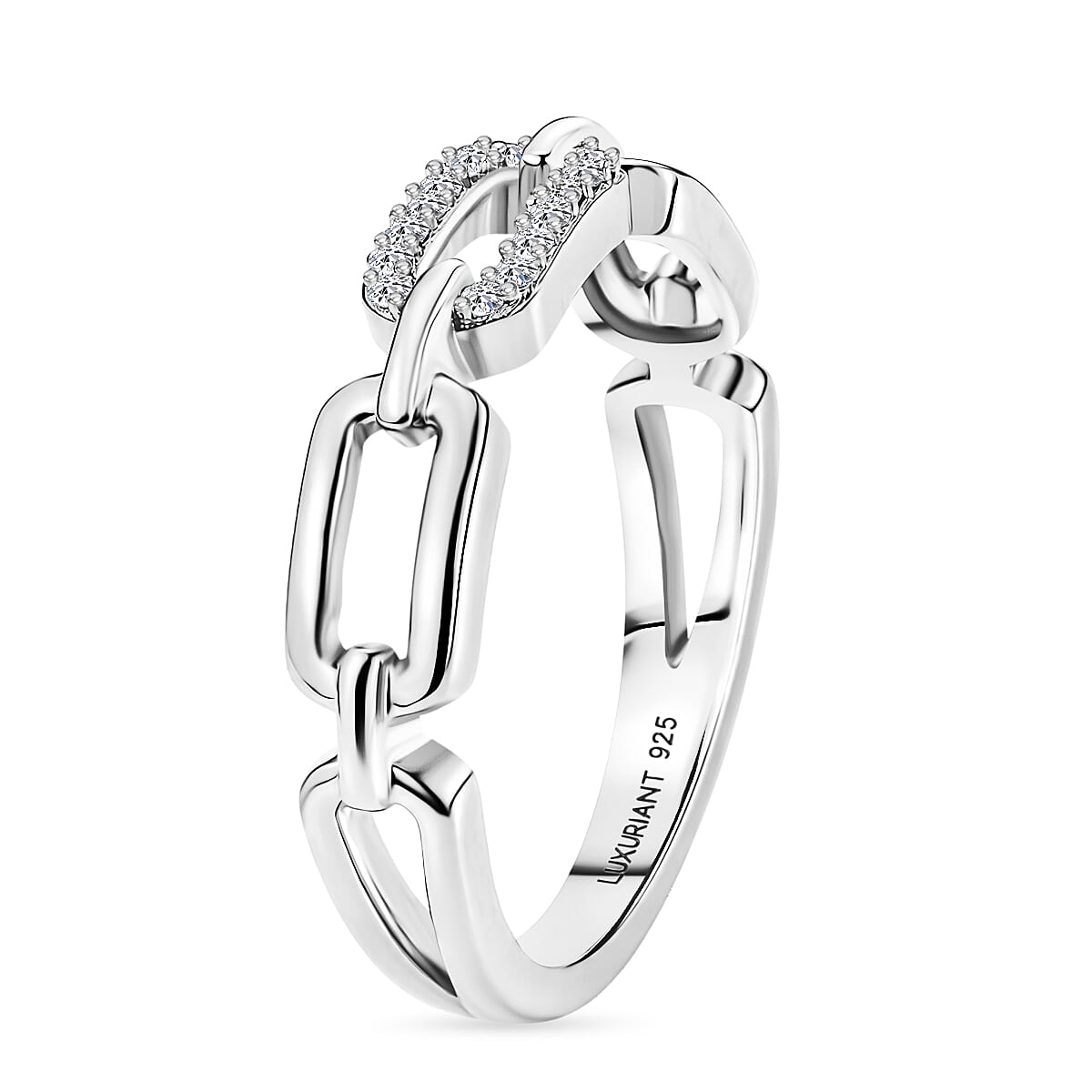 Luxuriant - Lab Grown Diamond (SI-G-H) Interlinked Ring in Rhodium Overlay Sterling Silver