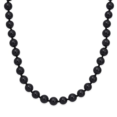 Natural Black Jade Beads Adjustable Necklace (Size - 20-2 Ext) in Rhodium Overlay Sterling Silver 340.00 Ct. Natural Black Jade Beads Adjustable Necklace (Size - 20-2 Ext) in Rhodium Overlay Sterling Silver 340.00 Ct.