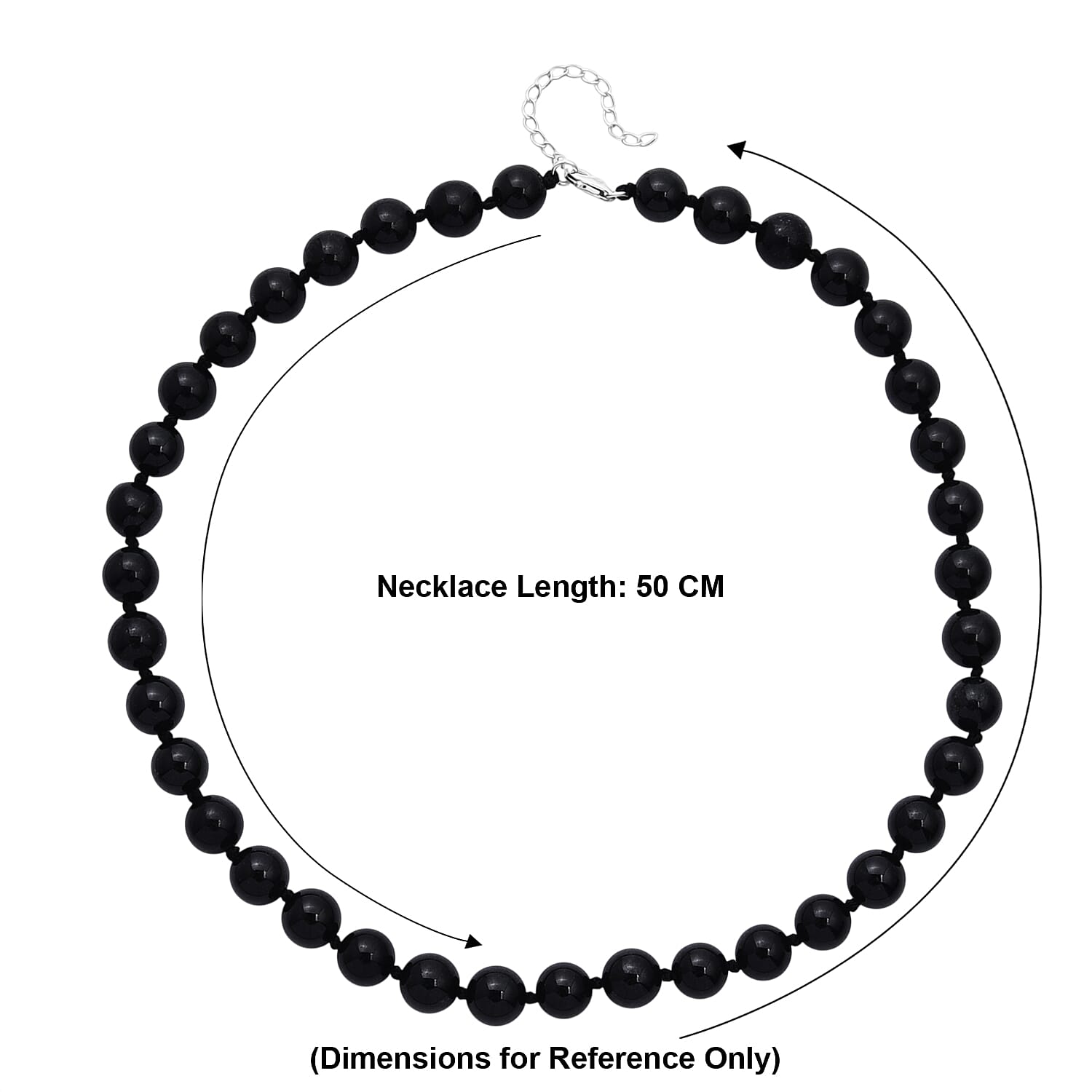 Natural Black Jade Beads Adjustable Necklace (Size - 20-2 Ext) in Rhodium Overlay Sterling Silver 340.00 Ct.