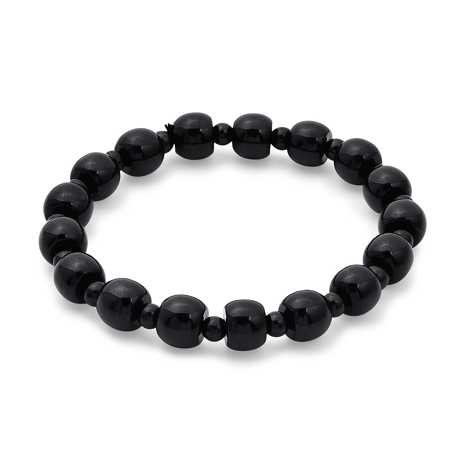 Natural Black Jade Stretchable Bracelet (Size - 7 to 7.5) 150.00 Ct.