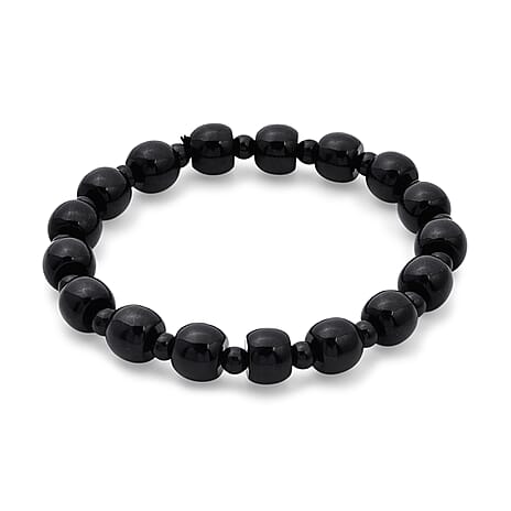 Natural Black Jade Stretchable Bracelet (Size - 7 to 7.5) 150.00 Ct.
