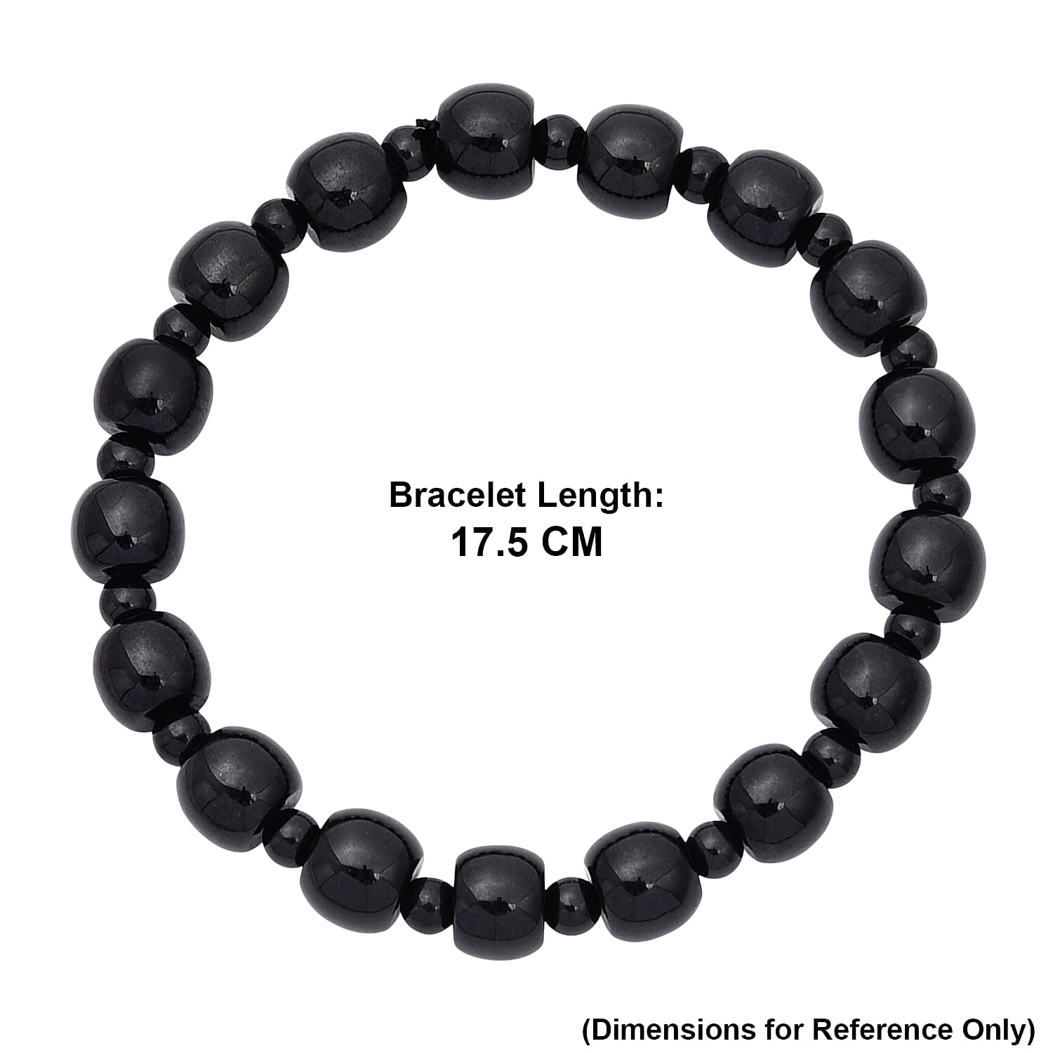 Natural Black Jade Stretchable Bracelet (Size - 7 to 7.5) 150.00 Ct.