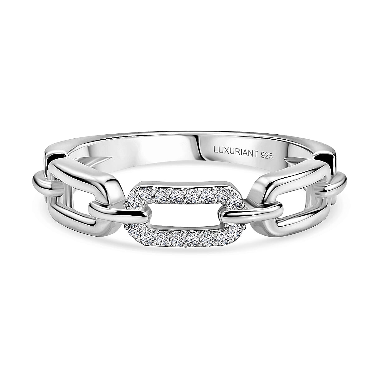 Luxuriant - Lab Grown Diamond (SI-G-H) Interlinked Ring in Rhodium Overlay Sterling Silver