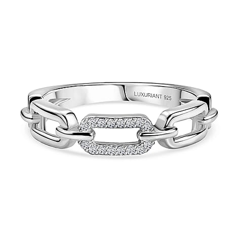 Luxuriant - Lab Grown Diamond (SI-G-H) Interlinked Ring in Rhodium Overlay Sterling Silver