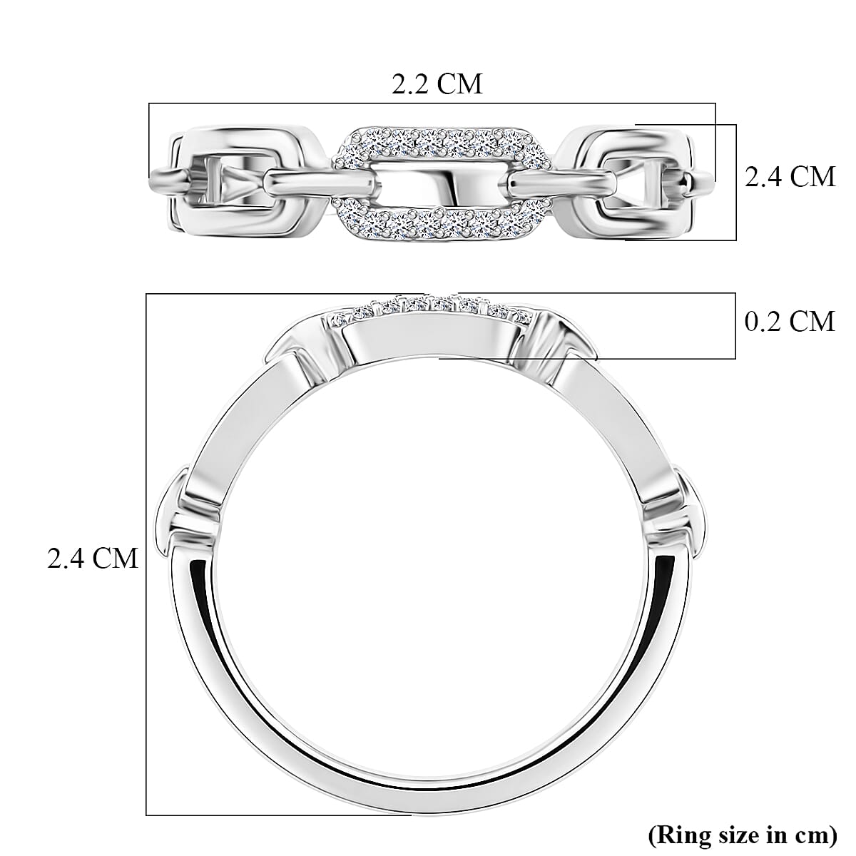 Luxuriant - Lab Grown Diamond (SI-G-H) Interlinked Ring in Rhodium Overlay Sterling Silver