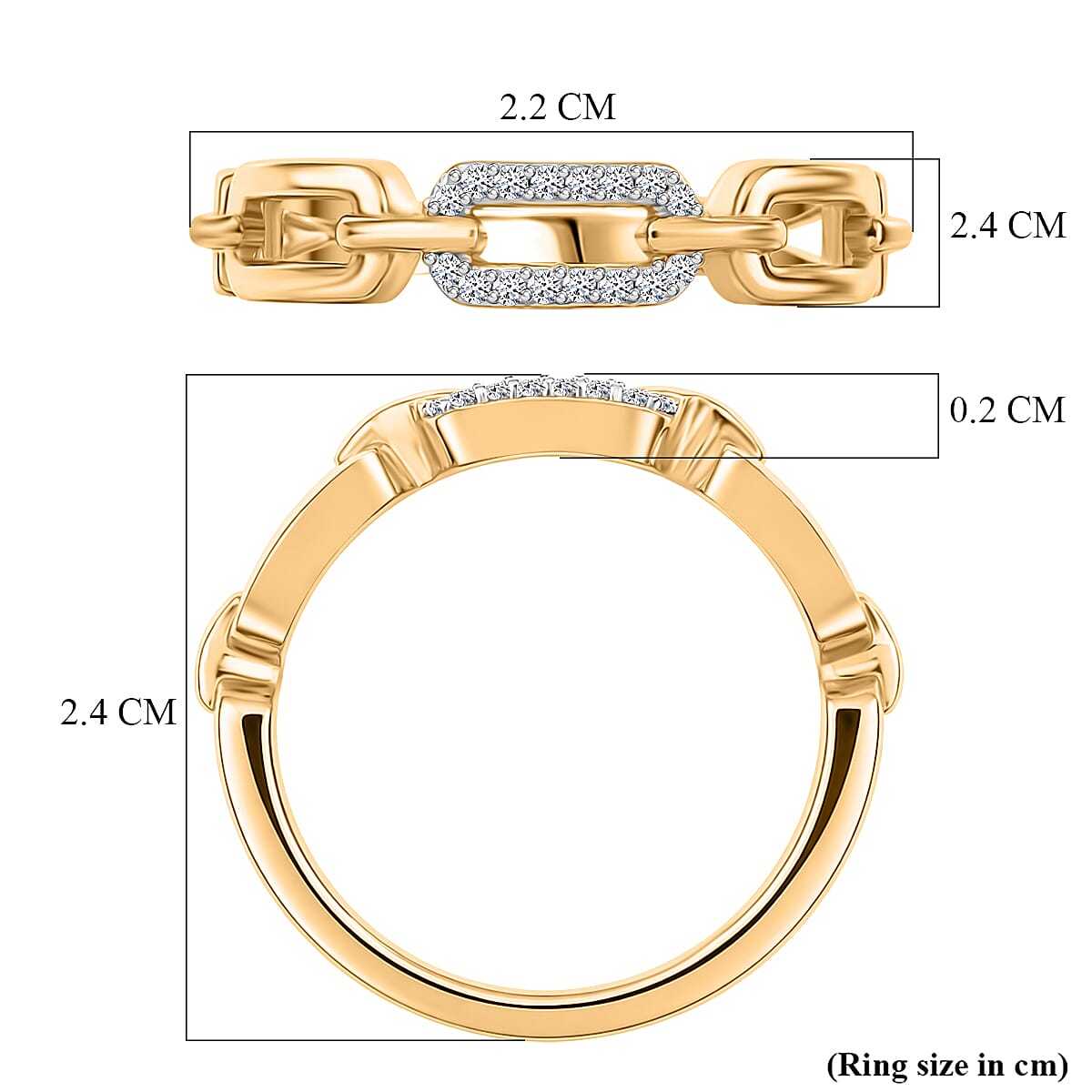 Luxuriant - Lab Grown Diamond (SI-G-H) Interlinked Ring in 18K Vermeil Yellow Gold Plated Sterling Silver