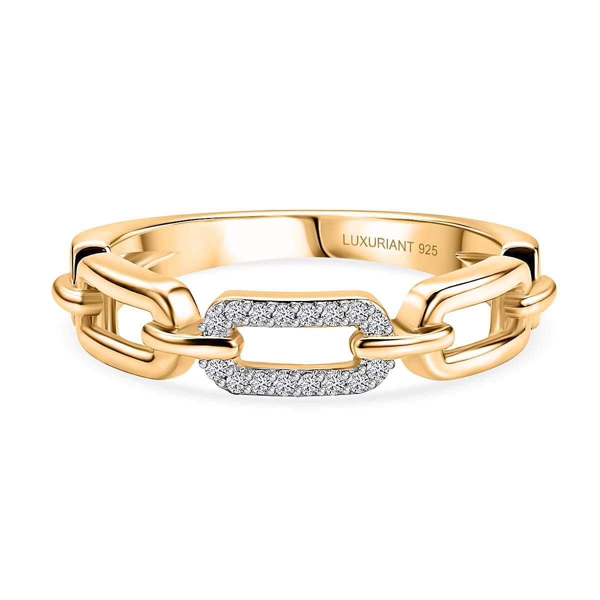 Luxuriant Lab Grown Diamond Fancy Ring in 18K YG VermeilSterling Silver  0.080  Ct.