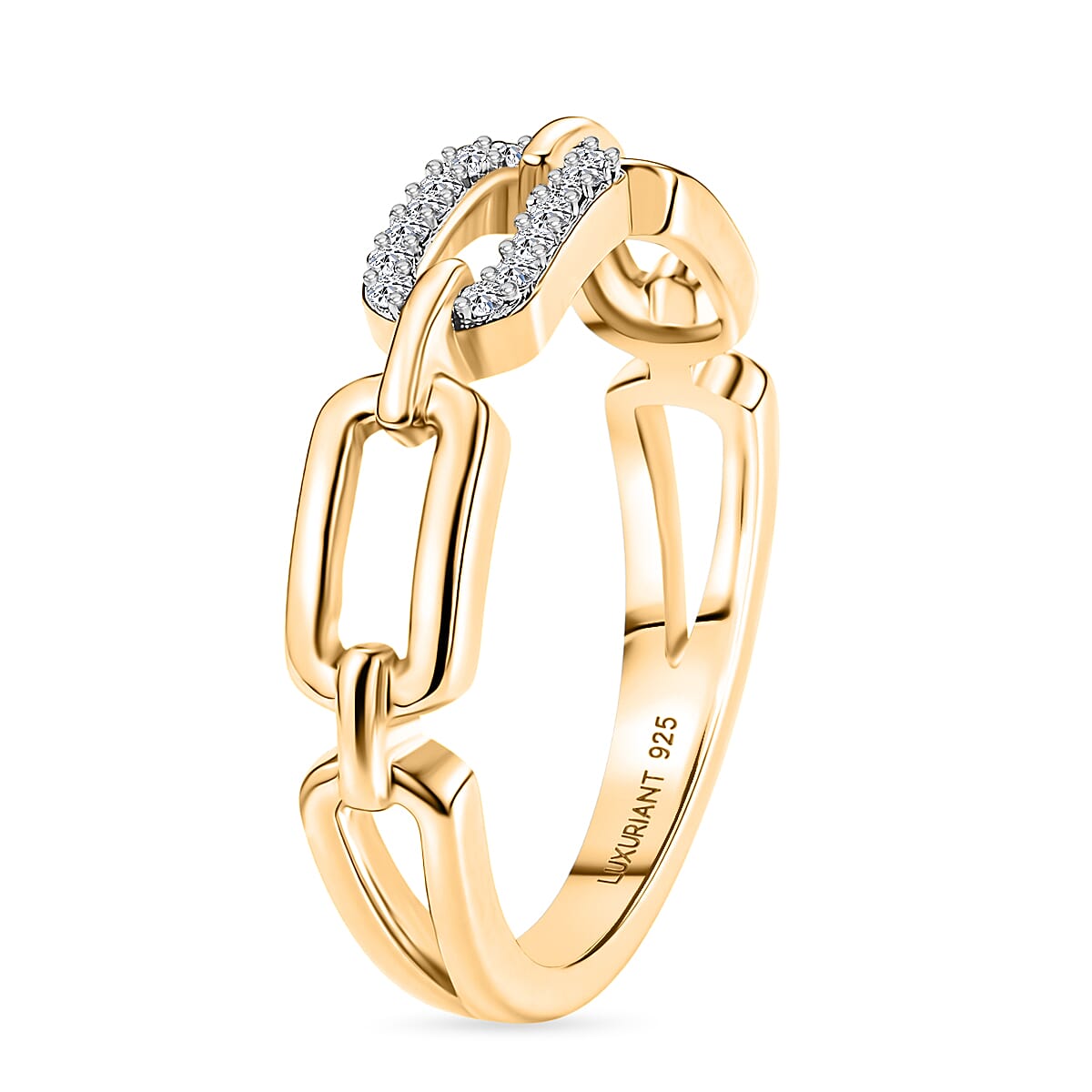 Luxuriant Lab Grown Diamond Fancy Ring in 18K YG VermeilSterling Silver  0.080  Ct.
