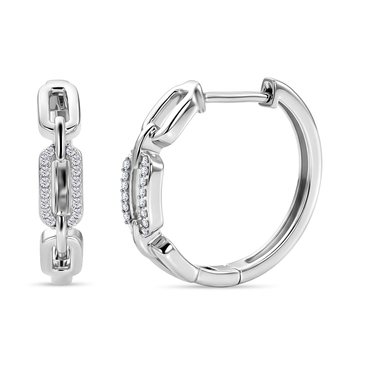 Luxuriant - Lab Grown Diamond (SI-G-H) Hoop Earring in Rhodium Overlay Sterling Silver