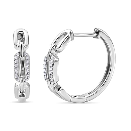 Luxuriant - Lab Grown Diamond (SI-G-H) Hoop Earring in Rhodium Overlay Sterling Silver