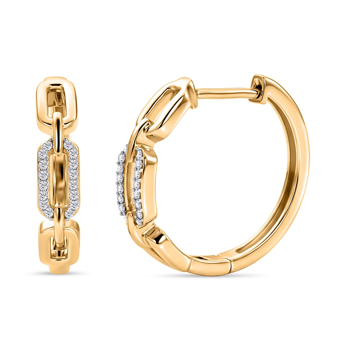 Luxuriant - Lab Grown Diamond (SI-G-H) Hoop Earring in 18K Vermeil Yellow Gold Plated Sterling Silver