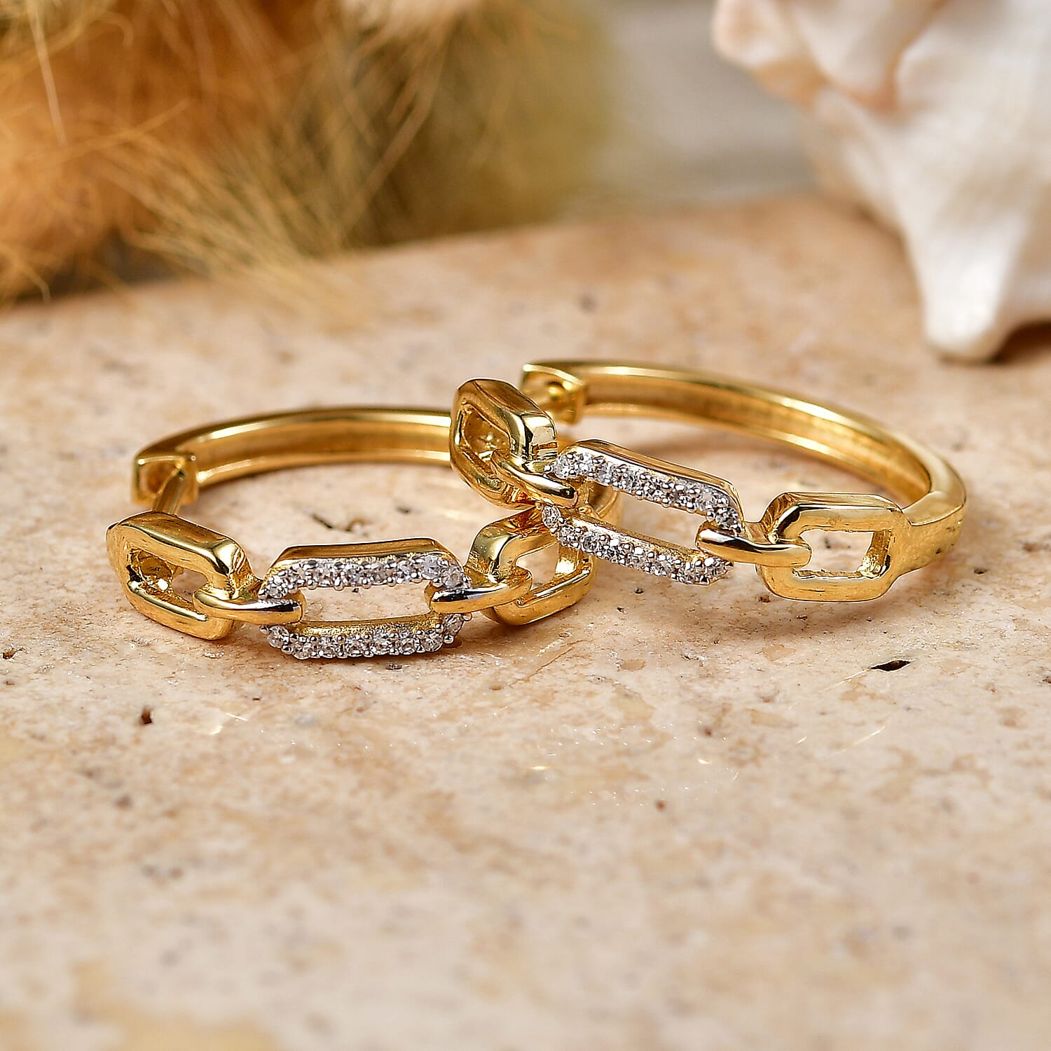 Luxuriant - Lab Grown Diamond (SI-G-H) Hoop Earring in 18K Vermeil Yellow Gold Plated Sterling Silver