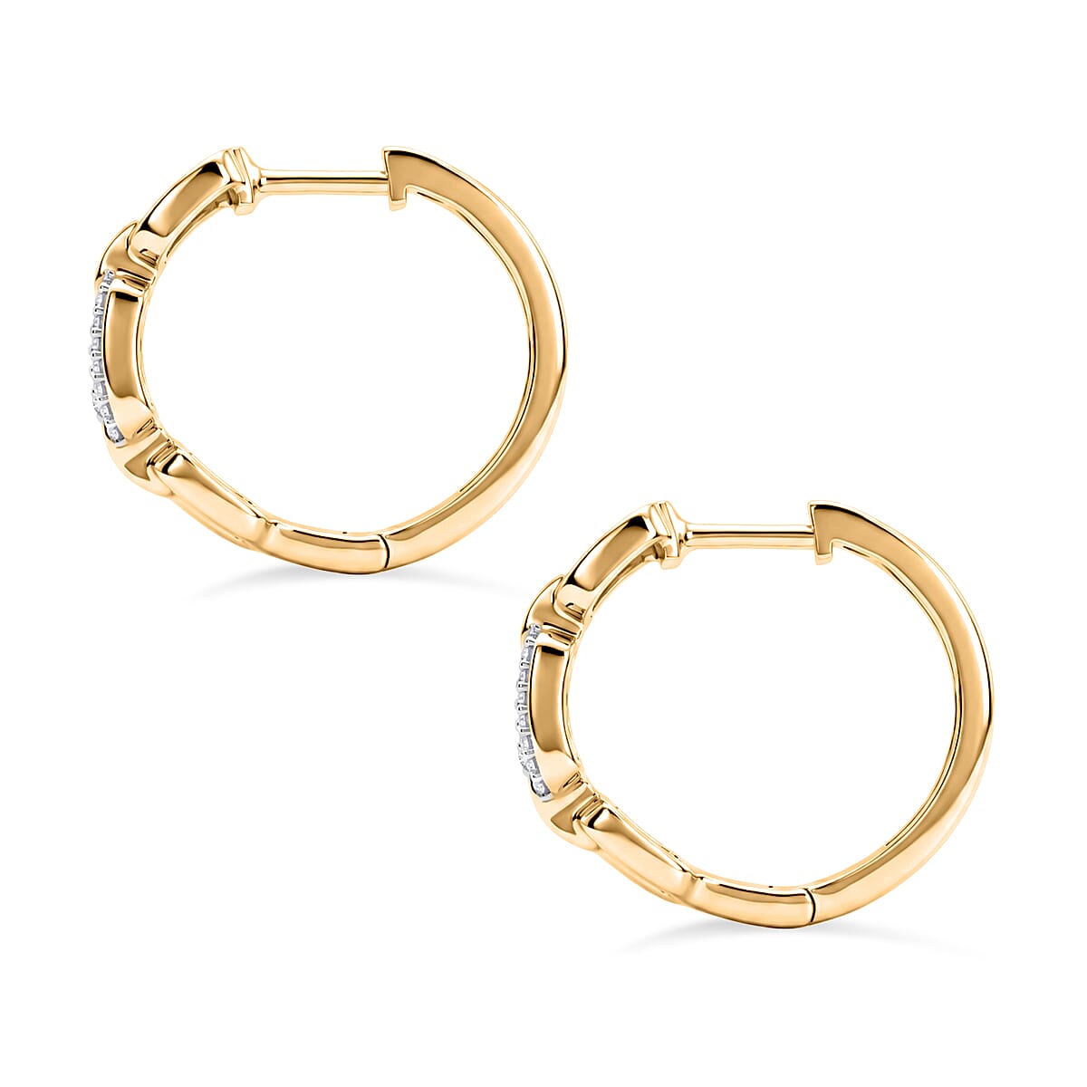 Luxuriant - Lab Grown Diamond (SI-G-H) Hoop Earring in 18K Vermeil Yellow Gold Plated Sterling Silver