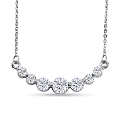 Royal Bali Collection - D'Joy Moissanite Necklace (Size - 20) with Lobster Clasp in Rhodium Overlay Sterling Silver 1.18 Ct.