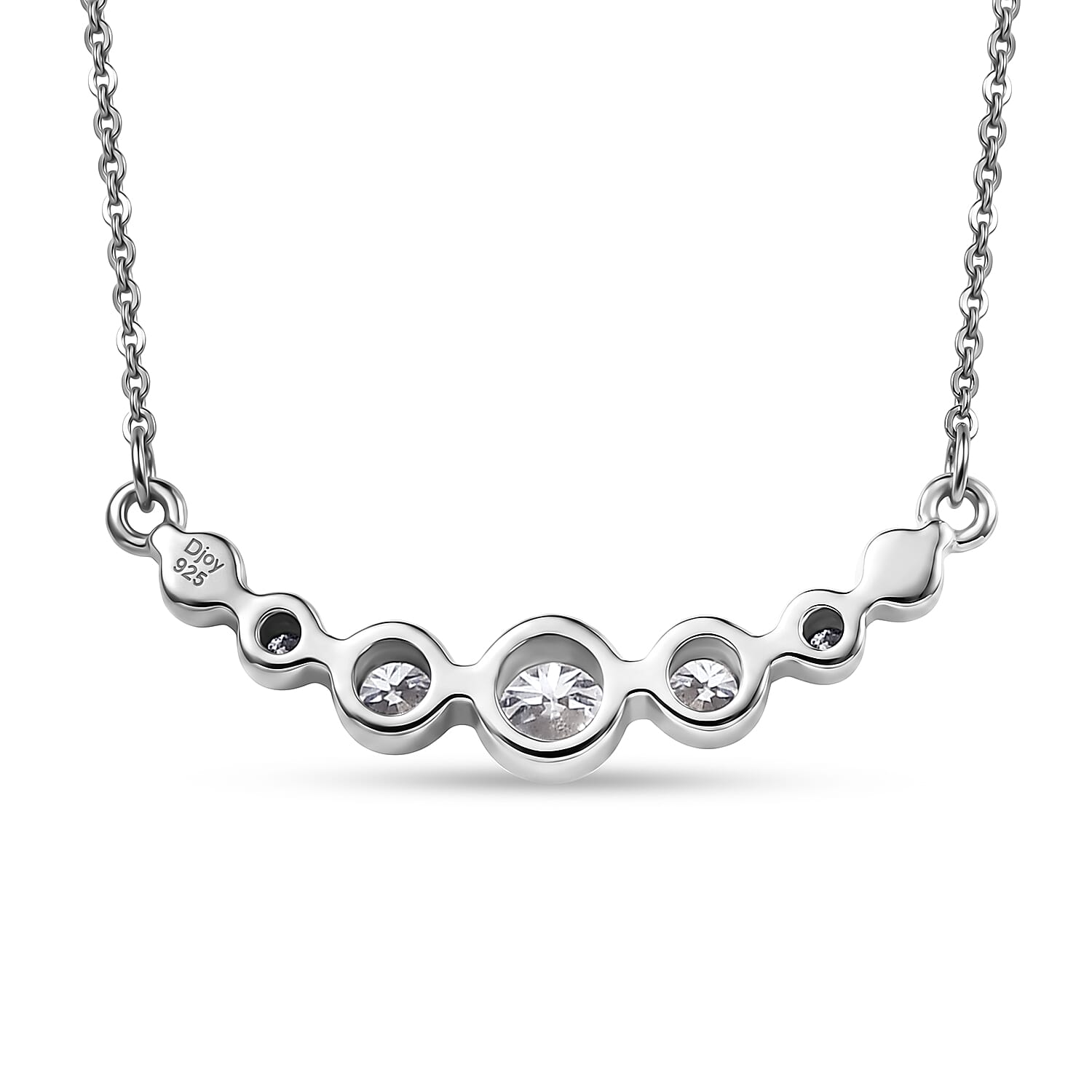 Royal Bali Collection - D'Joy Moissanite Necklace (Size - 20) with Lobster Clasp in Rhodium Overlay Sterling Silver 1.18 Ct.