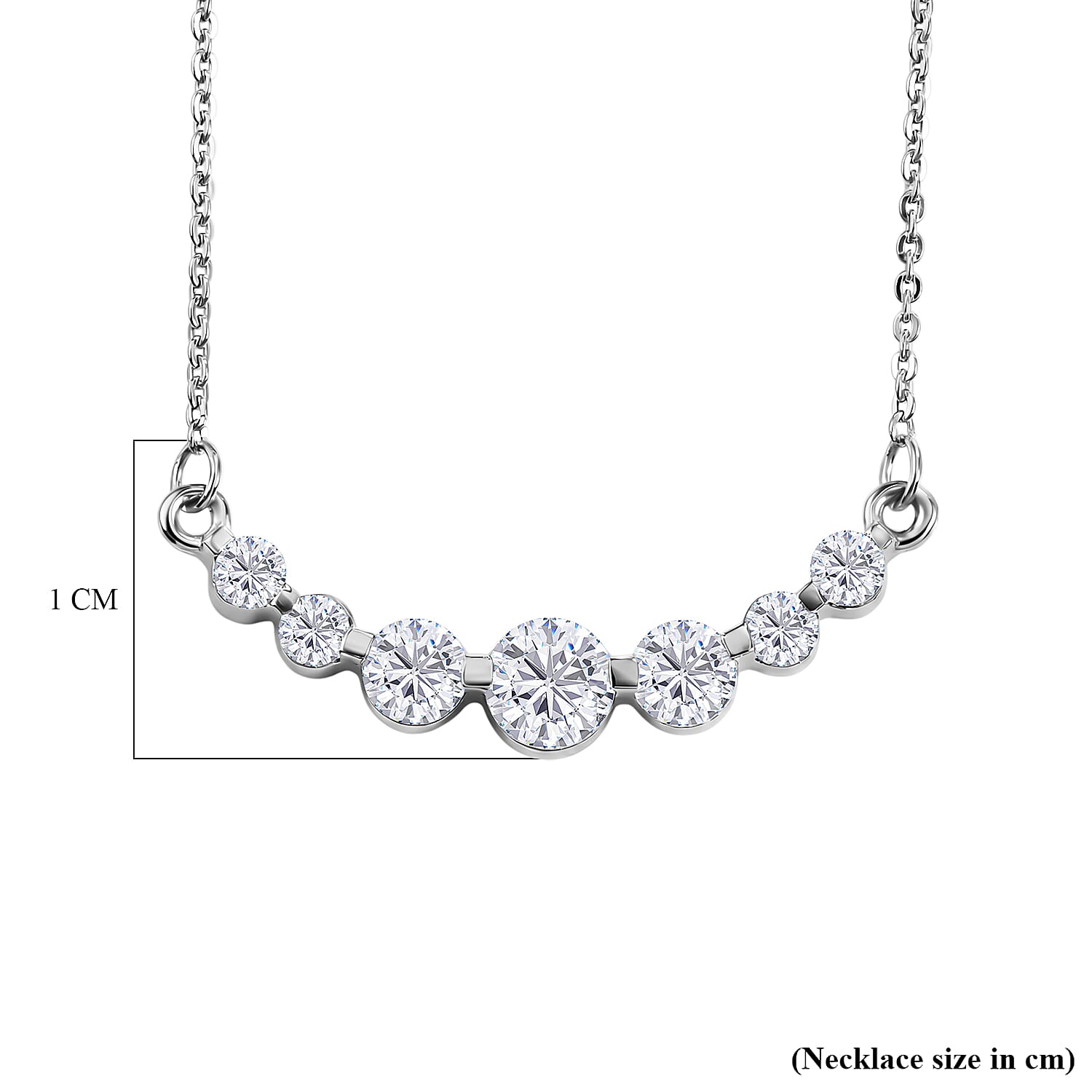 Royal Bali Collection - D'Joy Moissanite Necklace (Size - 20) with Lobster Clasp in Rhodium Overlay Sterling Silver 1.18 Ct.