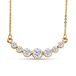 Royal Bali Collection - D'Joy Moissanite Necklace (Size - 20) with Lobster Clasp in Rhodium Overlay Sterling Silver 1.18 Ct.