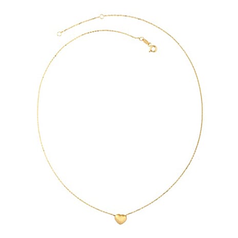 9K Yellow Gold Heart Drop Necklace (Size - 18) with Spring Ring Clasp