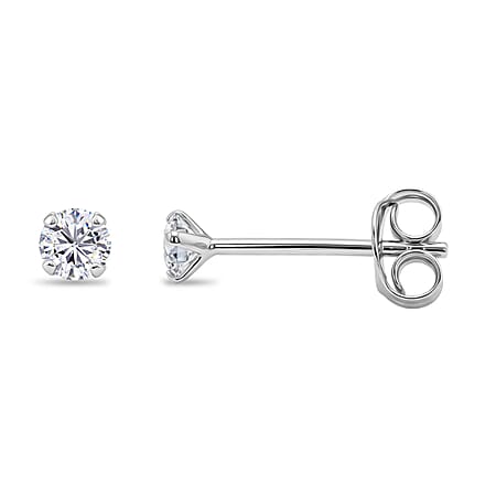 Luxuriant - Lab Grown Diamond (SI-G-H) Stud Earring with Push Back in Rhodium Overlay Sterling Silver 0.25 Ct.
