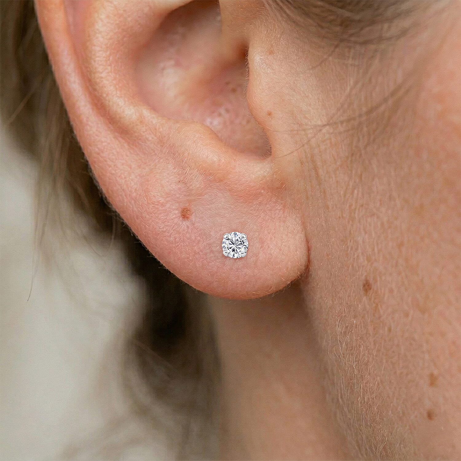 Luxuriant - Lab Grown Diamond (SI-G-H) Earring with Push Back in Rhodium Overlay Sterling Silver 0.23 Ct.