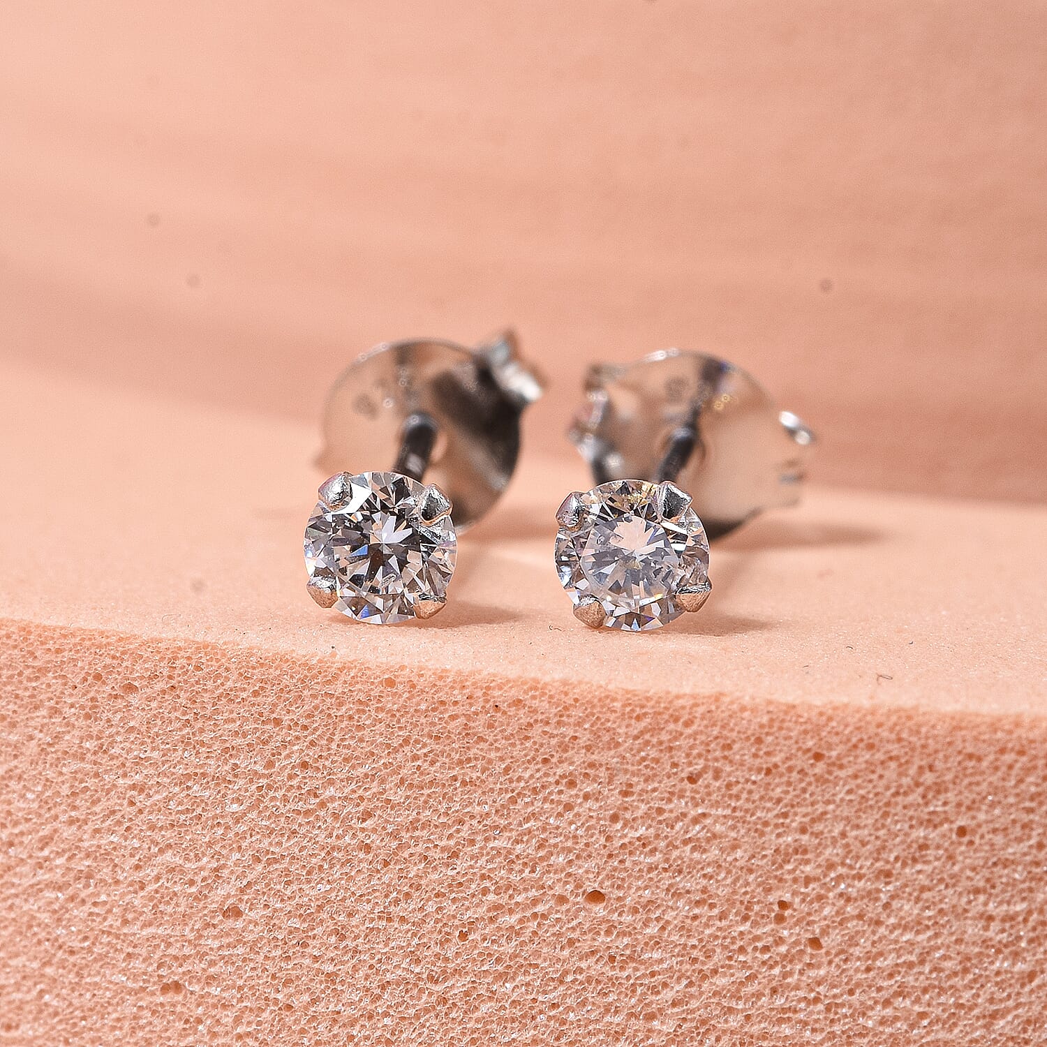 Luxuriant - Lab Grown Diamond (SI-G-H) Earring with Push Back in Rhodium Overlay Sterling Silver 0.23 Ct.