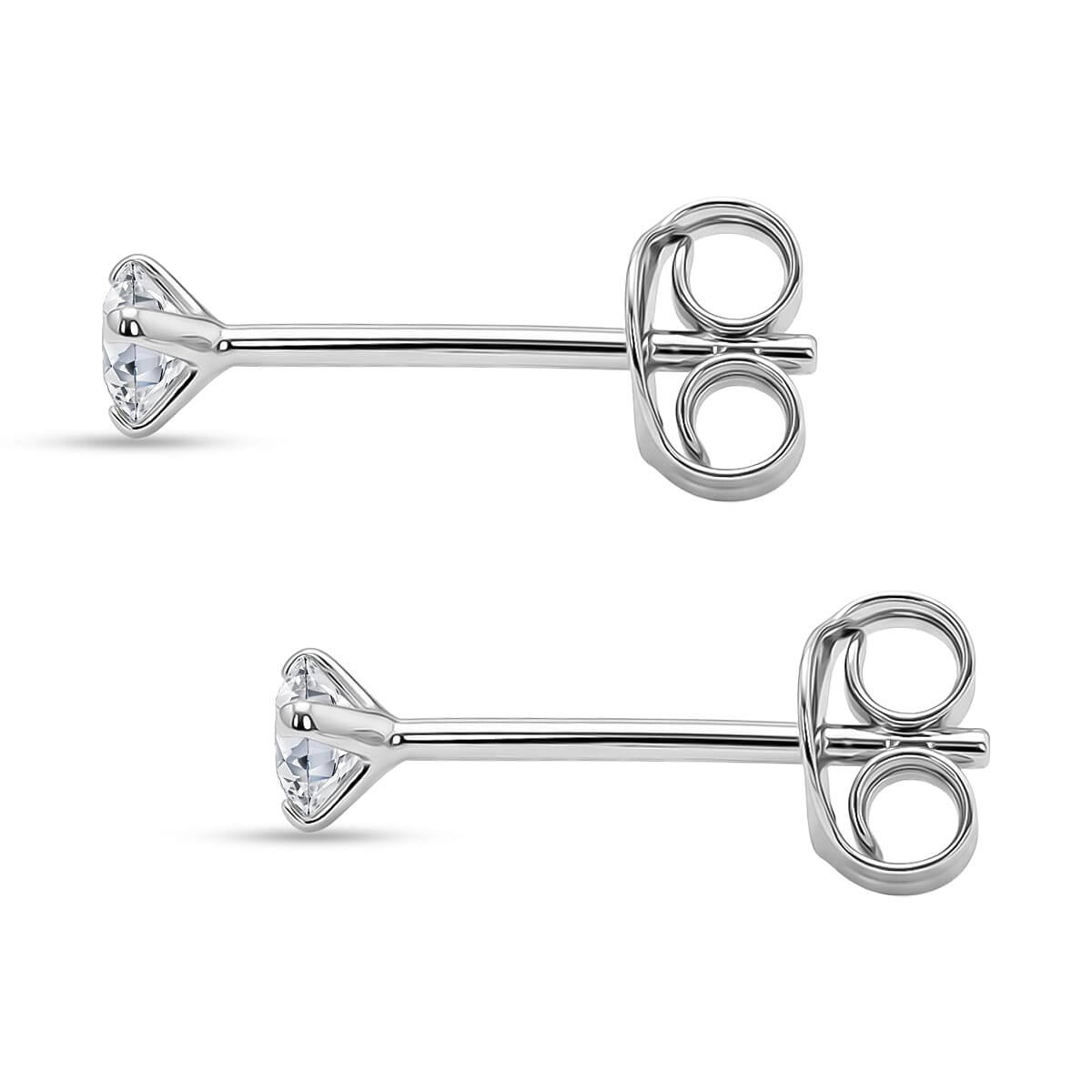 Luxuriant - Lab Grown Diamond (SI-G-H) Earring with Push Back in Rhodium Overlay Sterling Silver 0.23 Ct.
