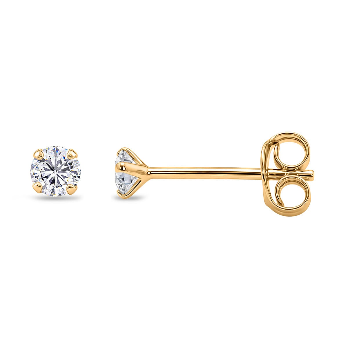 Luxuriant - Lab Grown Diamond (SI-G-H) Earring with Push Back in Yellow Gold Plated Sterling Silver 0.23 Ct.