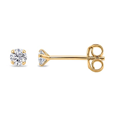 Luxuriant - Lab Grown Diamond (SI-G-H) Earring with Push Back in Yellow Gold Plated Sterling Silver 0.25 Ct.