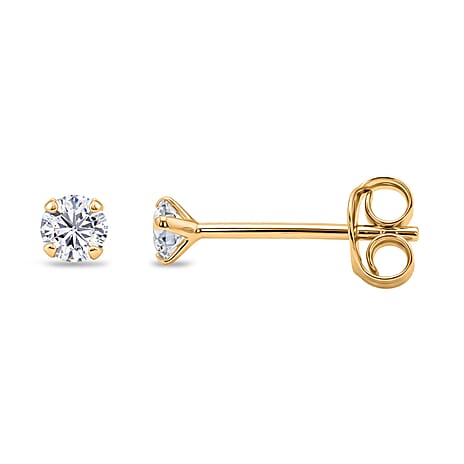 Luxuriant - Lab Grown Diamond (SI-G-H) Earring with Push Back in Yellow Gold Plated Sterling Silver 0.23 Ct.