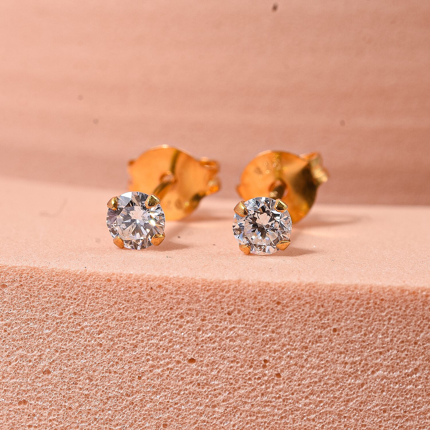 Luxuriant - Lab Grown Diamond (SI-G-H) Earring with Push Back in Yellow Gold Plated Sterling Silver 0.23 Ct.