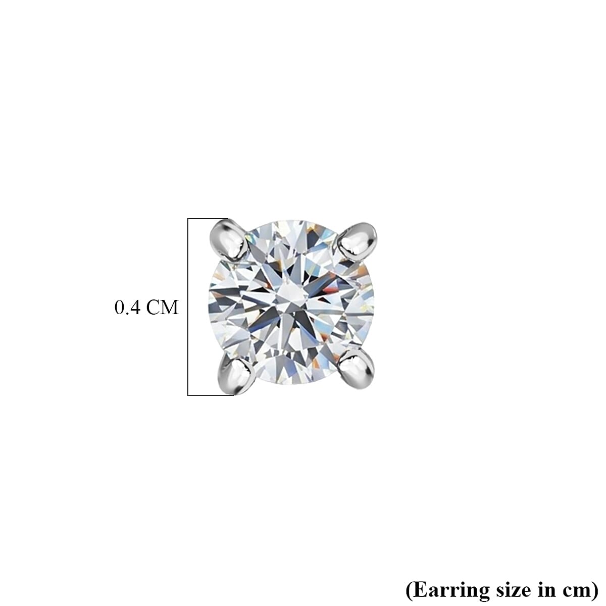 D'Joy - Moissanite Solitaire Stud Push Post Earring in Platinum Overlay Sterling Silver