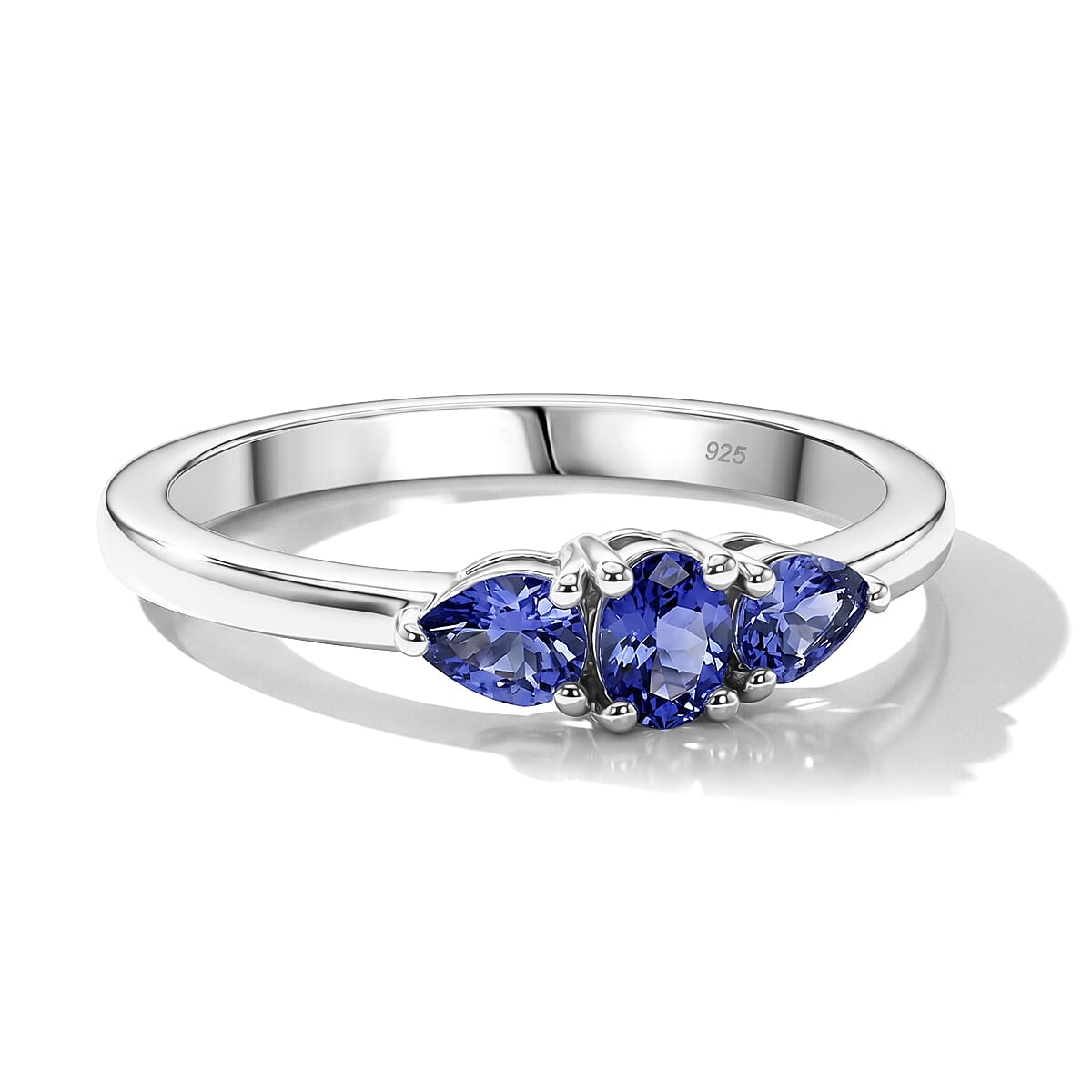 Tanzanite Ring in Platinum Overlay Sterling Silver