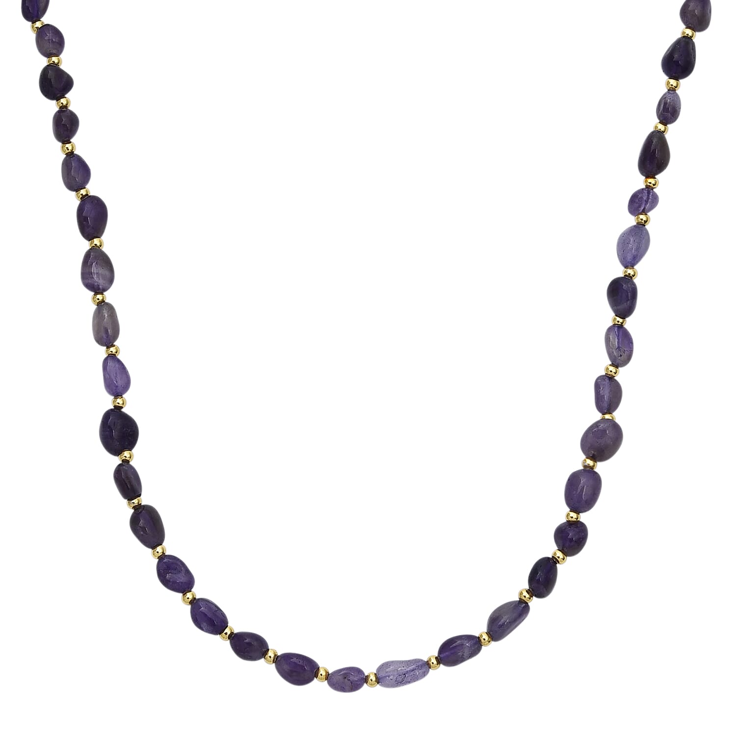 African Amethyst Adjustable Beads Necklace (Size - 24-1 Ext) in Yellow Gold Tone 100.00 Ct.