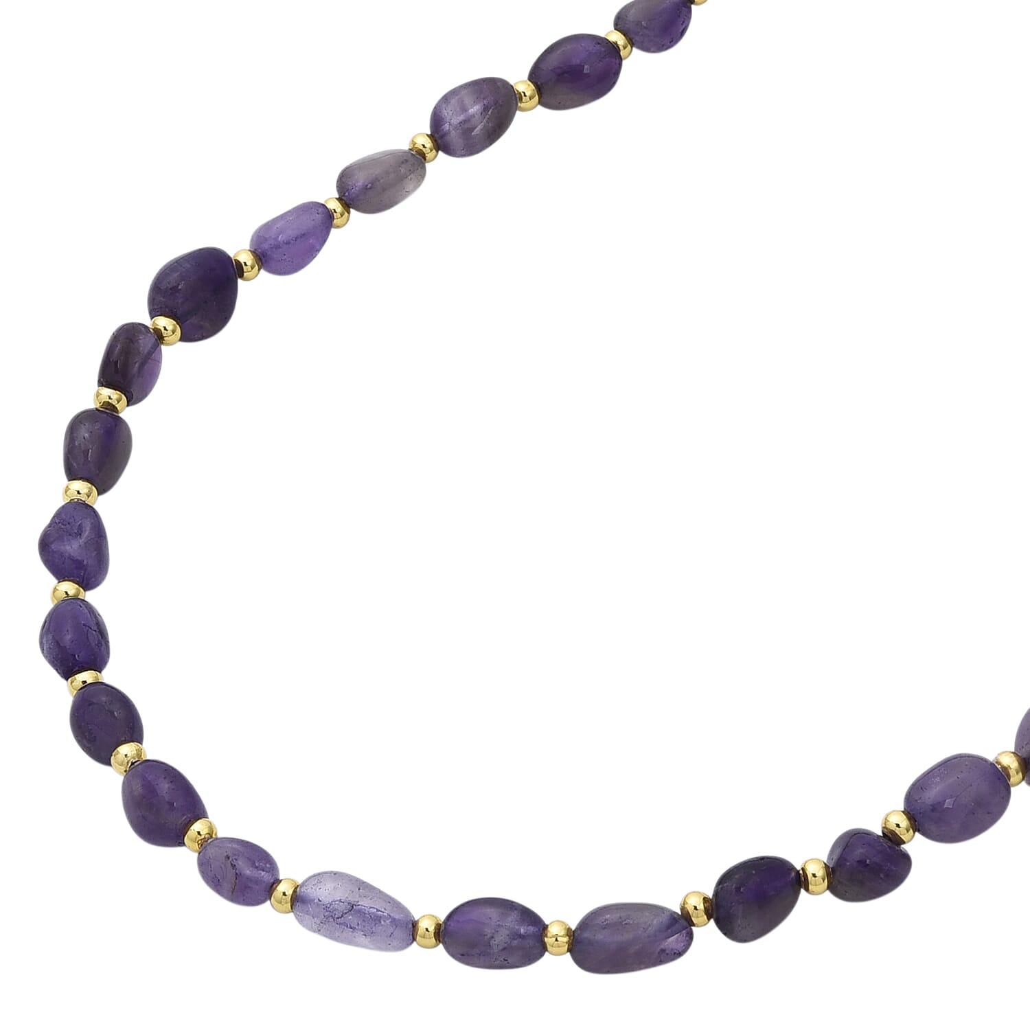 African Amethyst Adjustable Beads Necklace (Size - 24-1 Ext) in Yellow Gold Tone 100.00 Ct.