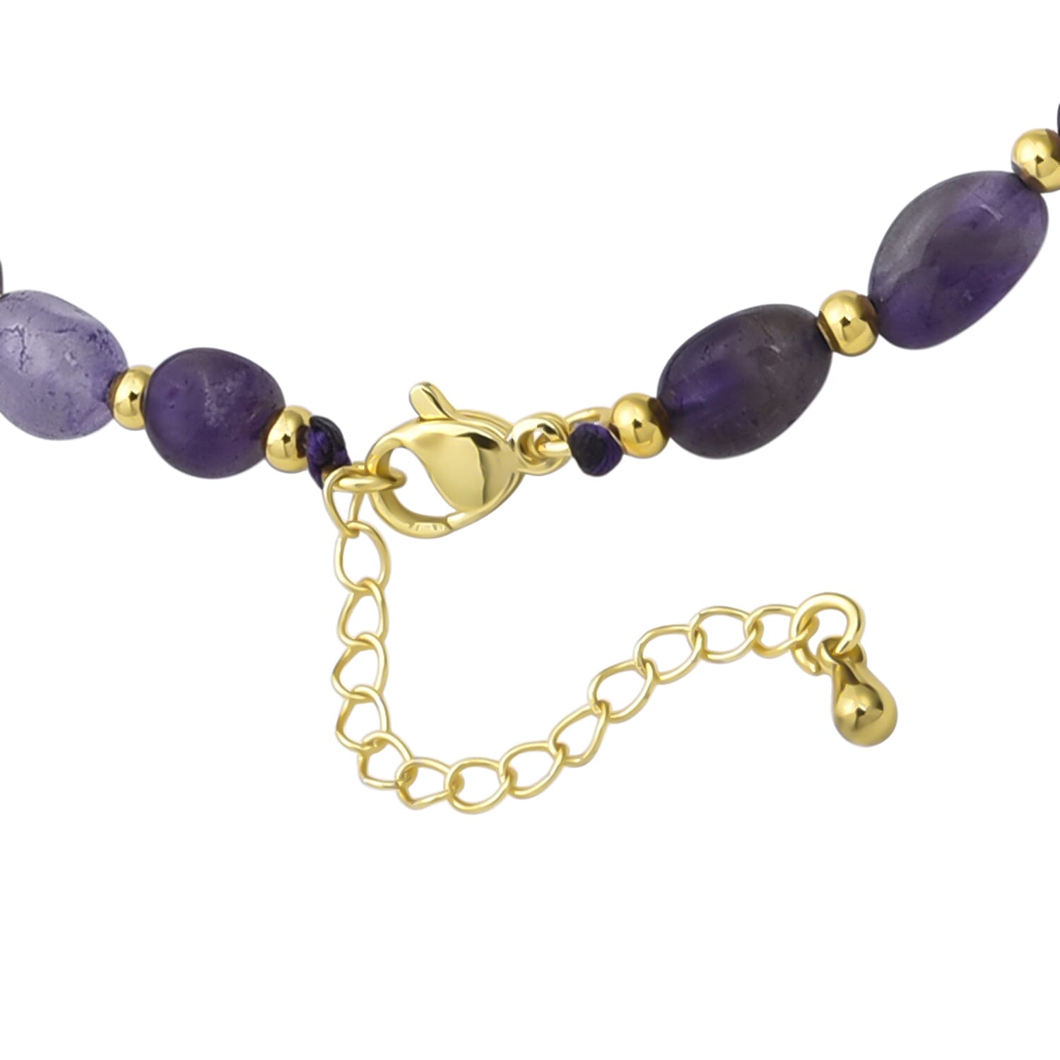 African Amethyst Adjustable Beads Necklace (Size - 24-1 Ext) in Yellow Gold Tone 100.00 Ct.
