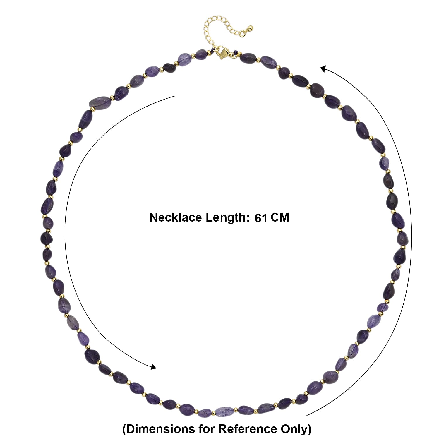 African Amethyst Adjustable Beads Necklace (Size - 24-1 Ext) in Yellow Gold Tone 100.00 Ct.