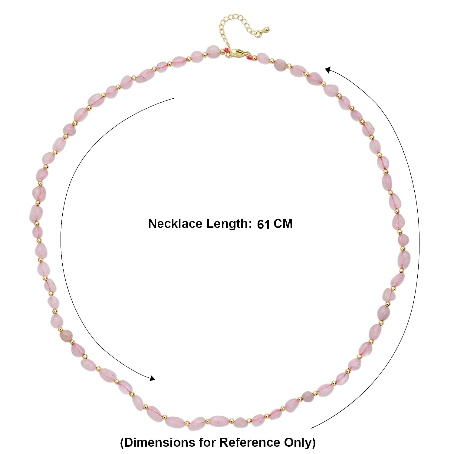 Rose Quartz Adjustable Beads Necklace (Size - 24-1 Ext) 100.00 Ct.