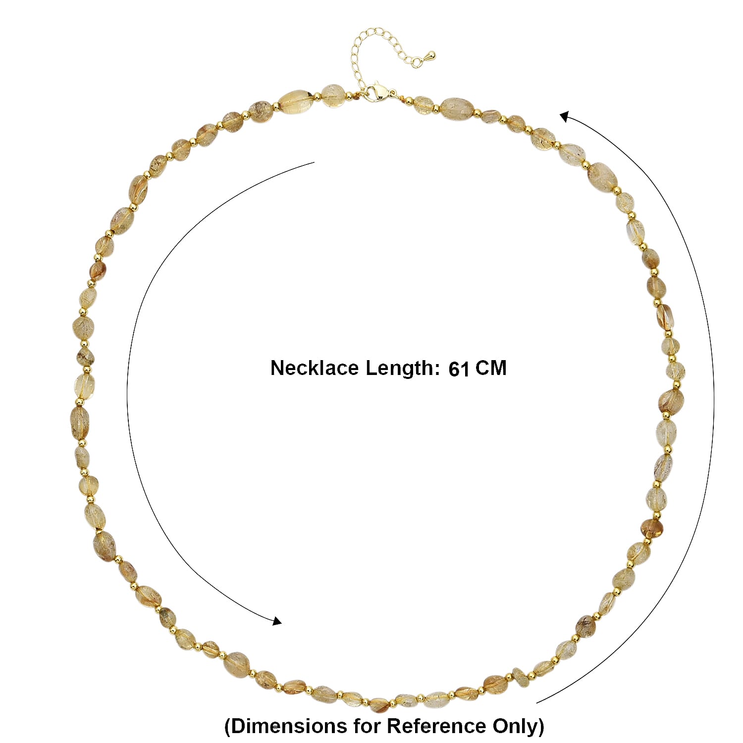 Citrine Adjustable Beads Necklace (Size - 24-1 Ext) 100.00 Ct.