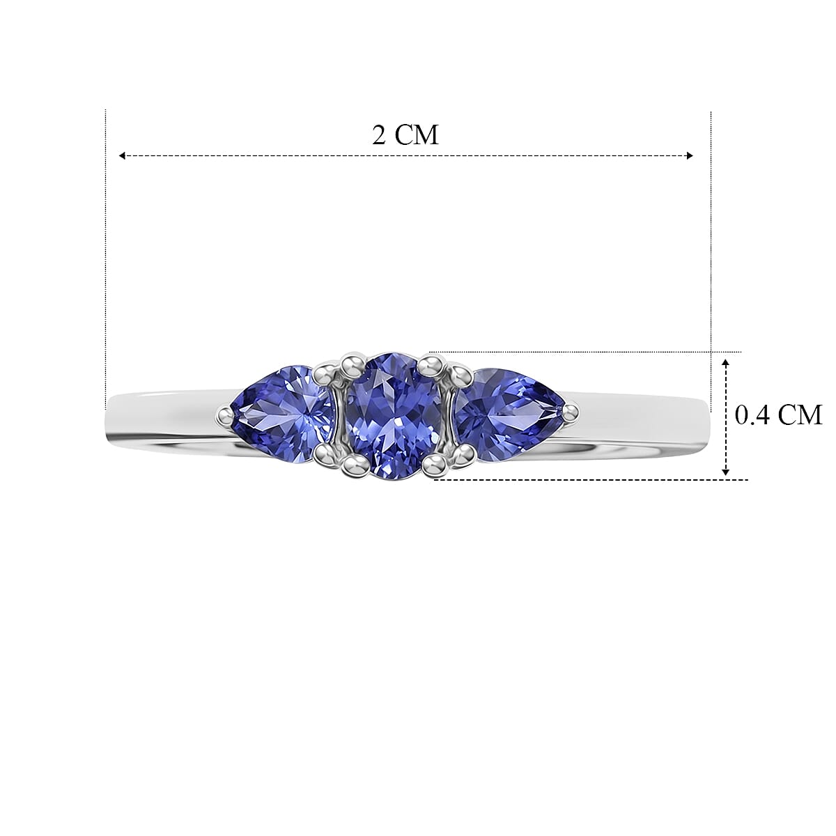 Tanzanite Ring in Platinum Overlay Sterling Silver