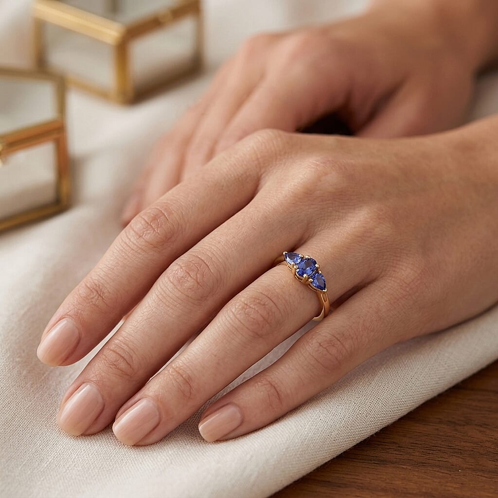 Tanzanite Ring in Yellow Gold Plated Sterling Silver