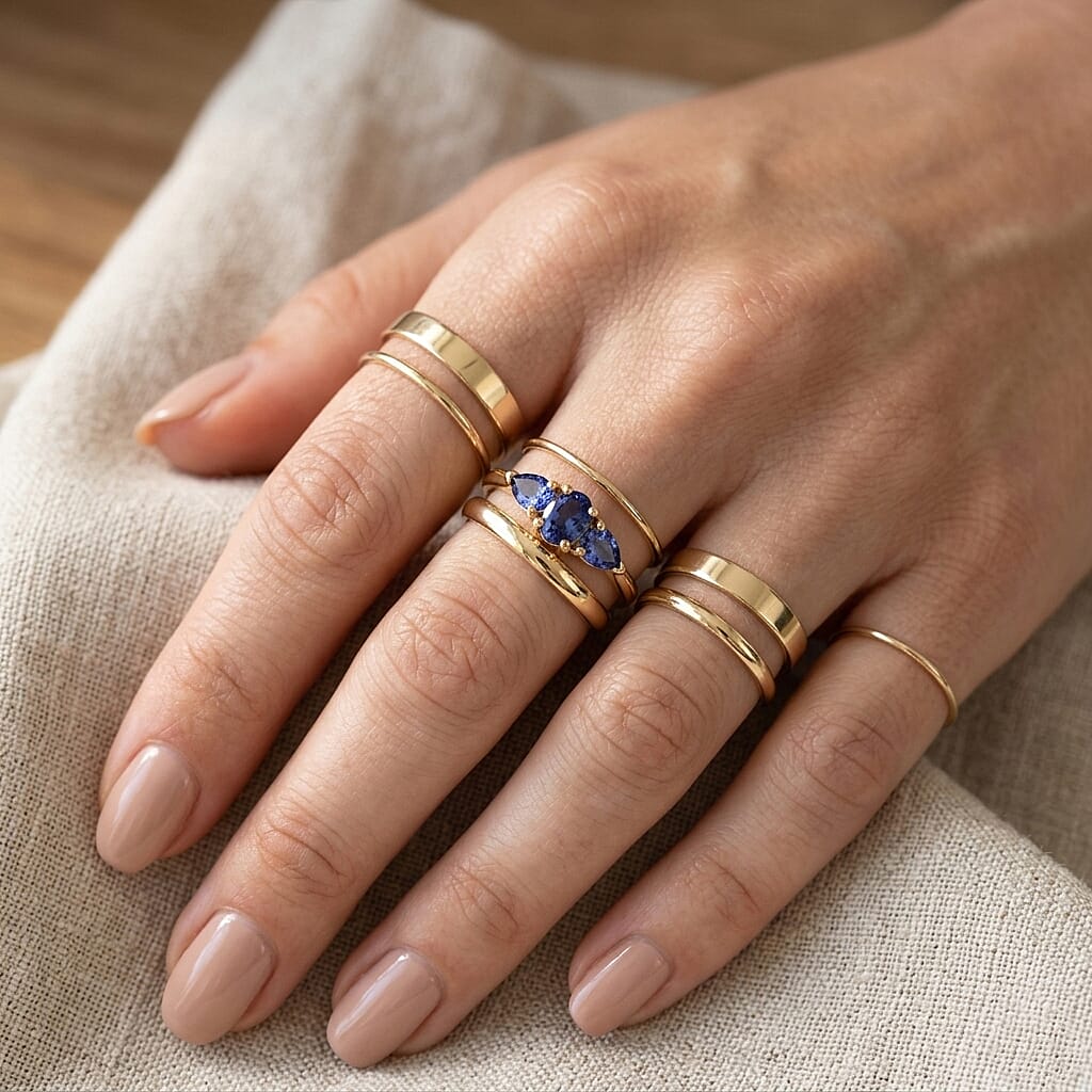 Tanzanite Ring in Yellow Gold Plated Sterling Silver